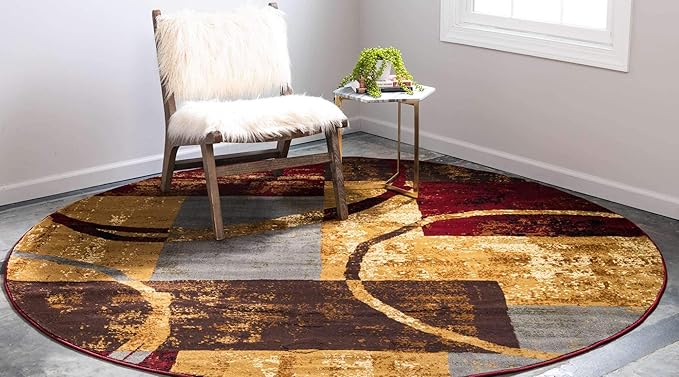 Unique Loom Barista Collection Area Rug - Kouillou (5' 3" Round, Multi/ Brown)