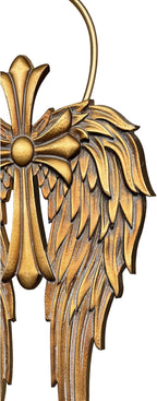 Sintosin Vintage Gold Angel Wings Wall Decor Small 14 X 22 Inch, Hanging Antique Religious Christian Cross Wall Art with Metal Halo, Decorative Wood Sculptures Home Decor for Hallway Living Room