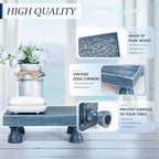 EOSAHR Decorative Display Risers for Home Decor - Wood Pedestal Stand for Kitchen Decor and Countertop Organizer - Ideal for Apartment Essentials (Blue)