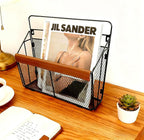 Wall Mounted Magazine Rack with Leather Trim, Decorative Art Wall Magazine Holder, Hanging Paper Organizer, Metal Wire Magazine Organizer for Home Office, 2 Packs