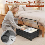 Under Bed Storage with Wheels, Adjustable Height Underbed Storage Containers, 2 Pack 65L Bins, Heavy-Duty 600D Fabric & Steel Frame for Clothes, Shoes, Bedding