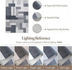 FlyDOIT Modern Geometric Patchwork Area Rug, 5x8 Gray Large Rugs for Living Room, Rockwood Collection Indoor Rugs for Bedroom, Throw Carpet Floor Decor for Entryway Dining Room Office Dorm Nursery