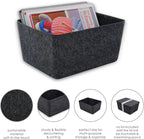 Welaxy Felt Storage Bin, Deep Wide Drawer Organizer Caddy for Makeup, Jewelry, Stationery, Closet & Bathroom, Minimalist Storage Box (Charcoal Bin, M)