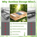 Livole 3 Pack Bamboo Under Bed Storage with Wheels, 6 inches Underbed Storage Containers, 56L XXL Rolling Under Bed Storage Bins with Clear Lid & Label for Clothes, Blankets, Sweater, Shoes