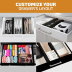 Bambüsi 4 Pack Drawer Dividers - 2.6" High, 16-22" Adjustable Drawer Bamboo Organizers for Clothes, Expandable Dresser Separators in Bedroom/Bathroom/Kitchen/Office Organization and Storage (Black)