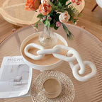 HMASYO White Wood Chain Link Decor, 5-Link Wooden Decorative Chain Home Decor Accents, Coffee Table Decor, Shelf Decor Aesthetic, Modern Bookshelf Table Decorative Objects for Living Room
