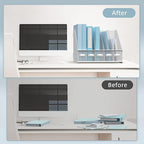 SUPEASY Desk Organizers Metal Desk Magazine File Holder with 5 Vertical Compartments Rack File Organizer for Office Desktop, Home Workspace, White (Pack of 2)