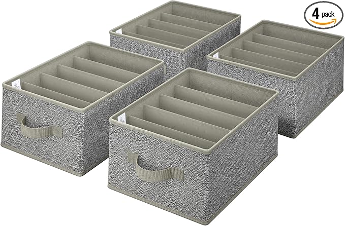 GRANNY SAYS Pants Jeans Organizer for Closet, Wardrobe Clothes Organizer, Clothes Drawer Organizers, Clothing Storage for Tshirts, Pants, Sweaters, Gray, 4-Pack