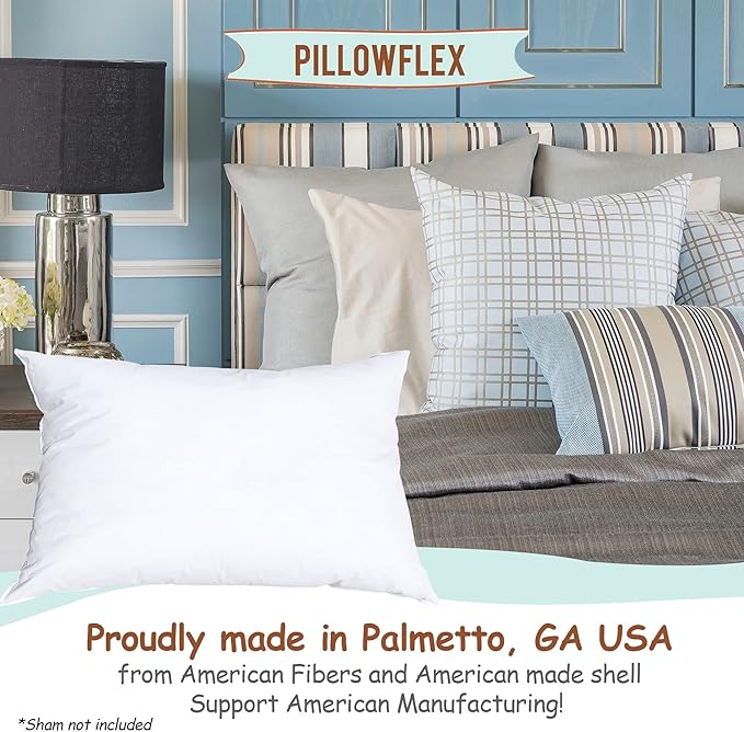 Pillowflex Synthetic Down Pillow Insert - 13x19 Down Alternative Pillow, Ultra Soft, Small Rectangle, Lumbar, Travel, Neck, Sleeping Pillow - 1 Decorative Pillow Form
