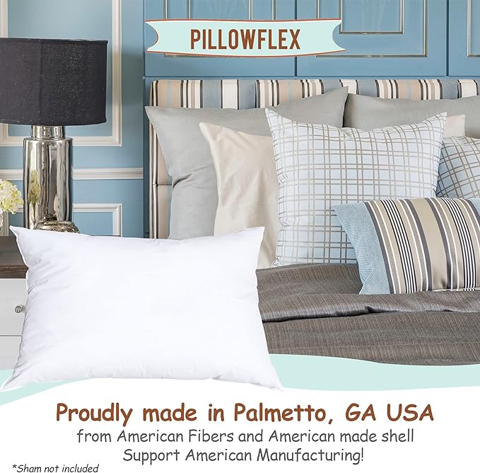 Pillowflex Synthetic Down Pillow Insert - 12x24 Down Alternative Pillow, Ultra Soft, Large Rectangle, Lumbar, Travel, Neck, Sleeping Pillow - 1 Decorative Pillow Form
