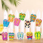Geelin 36 Pcs Summer Wood Hanging Ornaments for Tree Mini Tree Decorations Hawaiian Beach Wooden Pendant Decorations with String for Luau Party Supplies(Slipper)