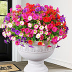 MARTINE MALL 24 Bundles Look Real Artificial Flowers for Outdoors, Realistic Fake Outdoor Flowers, UV Resistant Silk Petunia Flowers for Outside Faux Flowers Plants for Outdoor Porch, Mix Colors