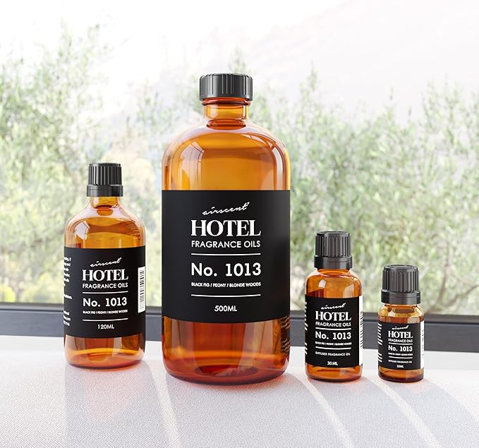 AirScent Hotel Diffuser Oil No. 1013 - Black Fig Peony Blonde Woods - Hotel Scent Dupe - Premium Fragrance Oil for Ultrasonic and Waterless Diffusers and Crafting - 10 mL, .34 fl oz Glass Bottle