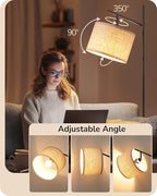 EDISHINE 64.7IN Floor Lamp for Living Room with Remote, Modern Tall Standing Lamp, Dimmable & 5CCT, Foot Pedal Switch, Minimalist for Bedroom, Bulb Included, Black