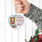HYTURTLE Personalized Memorial Sympathy Christmas Ornament Tree Decor Gifts for Family Loss of Loved One Mom Dad in Heaven - Heaven Beautiful Custom Photo Acrylic Heart Ornament