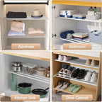 Expandable Closet Shelf Wall-Mounted Metal Storage Rack Adjustable Closet Rod DIY Divider Separator Space Saving for Cabinet Wardrobe Cupboard Kitchen Pantry Cupboard, 45.8-56.5 Inches