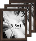 KTKDE 8.5x11 Picture Frame Set of 3,Certificate Frame Walnut with Clear Plexiglass, 8.5 by 11 Picture Diploma Document Degree Frames for Wall and Tabletop,best gift