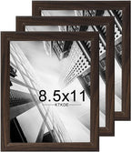 KTKDE 8.5x11 Picture Frame Set of 3,Certificate Frame Walnut with Clear Plexiglass, 8.5 by 11 Picture Diploma Document Degree Frames for Wall and Tabletop,best gift