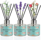 Reed Diffuser Set of 3, Lavender, Rose, Vanilla Aromatherapy Oil Diffusers for Bedroom, Living Room, Office, Gift & Stress Relief, 50ml x 3