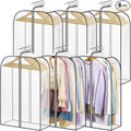 LANDNEOO 6 Pack Clear Garment Bags for Hanging Clothes with Zippers on Double Sides - 10'' Clothes Storage for Coat, Dress, and Fur in Closet - 32'' Long Suit Bags