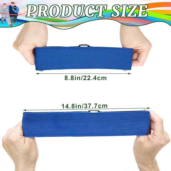Augshy 3 Legged Race Bands, Assorted Colors Elastic Tie Rope Resistance Bands for Relay Race Game Carnival Field Day Backyard Game Party Supplies