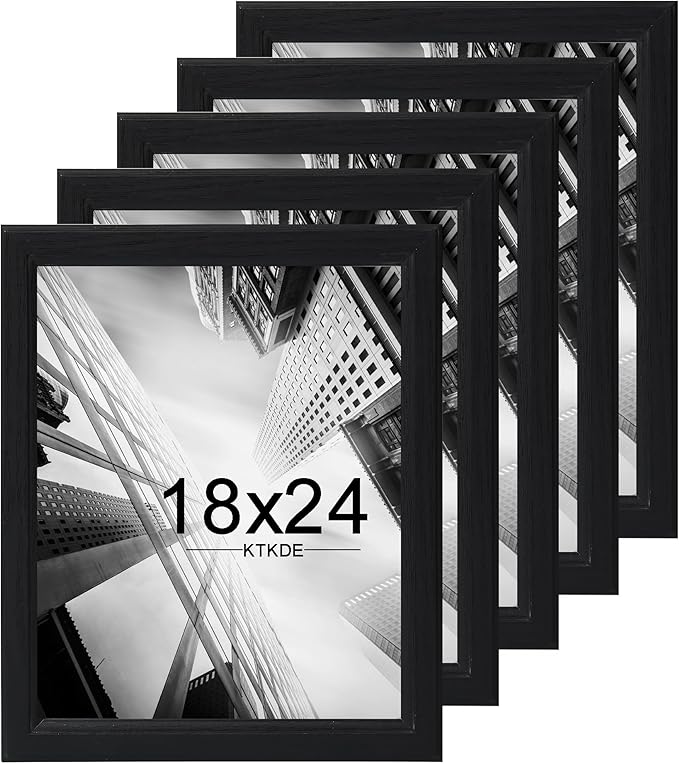 KTKDE Studio Gallery 18x24 Select Poster Frame Set of 5, Wooden frames black Display Poster, Posters & Art Prints for Artwork Wall Vertical or Horizontal Display best gift