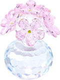 Qianwei Pink Crystal Flowers Figurine - Forget Me Not Gifts Sympathy Glass Flowers Collectible Figurines Decor Paperweight Ornament Home Office Table Desk Decorations