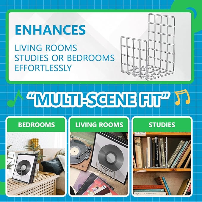 AceOrbit Metal Magazine Rack Holder, 304 Stainless Steel Metal Vinyl Record Stand Holder Record Book Stand Multipurpose Storage Display for Album Lps Magazine File Organizer Living Room Bedroom Office
