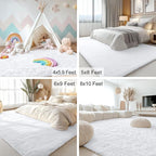 OLANLY 9x12 Machine Washable Large Area Rugs for Living Room, Bedroom, Soft Fluffy Shaggy Bedside Rug, Indoor Floor Carpet for Kids Girls and Boys, Dorms, Nursery, Home Decor Aesthetic, White