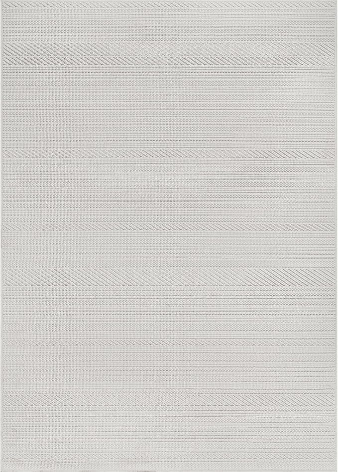 Micro Loop Indoor Rug White 5x7 Boho Geometric Neutral Area Rugs for Living Room Soft Luxury Modern Low and High Pile Durable Stain Resistant Non-Shedding Indoor Area Carpet 5 x 7