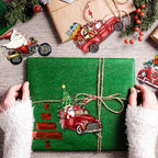 JOPHMO Wooden Christmas Truck Ornaments Red Truck Wooden Hanging Ornaments Wooden Car Crafts with Bead Farmhouse Hanging Decor for Xmas Tree Decoration Holiday Parties Craft Supplies 24 Pieces