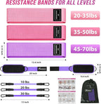 WOQQW Resistance Bands Set - Ankle Resistance Bands with Cuffs for Legs & Glute Workout, Fabric Booty Bands for Women, Home Gym Exercise Equipment for Hip, Pilates, Fitness, Yoga, Physical Therapy