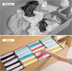 4 Packs T-shirt Drawer Organizers for Clothing,10 Grids Compartment Wardrobe Storage Box, Clothes Organizer for Folded Clothes, T-shirt, Legging-15.75''x9.06''x5.91''