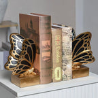 Vintage Brass Butterfly Bookends,Resin Book Ends for Shelves,Heavy Duty Decorative Bookends,Creative Book Stopper Holder Decor for Desk Home Office,Shelf Decoration,Gifts for Mother's Day