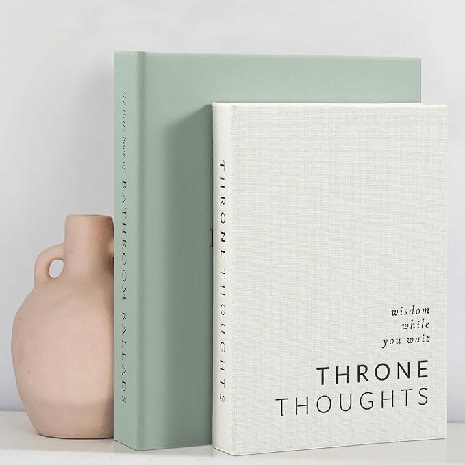 KIBAGA Beautiful Bathroom Decor Books – Set of 2 Modern Books for Your Bath Shelf - Funny Sage Green Restroom Decor and Accessories to Add Charm and Humor to Your Space