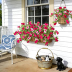 Artificial Fake Flowers for Outdoors Spring Decoration 2 Bundles Faux Flowers Plants for Outdoor Planters UV Resistant Silk Realistic Flowers for Outside Home Garden Front Porch Patio Décor