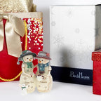 Pavilion Gift Company - Fros-Tea Friends - 4.5" Hand Painted Resin The BirchHearts Collectible Double Snowman Figurine Decorative Holiday Christmas Decor Statue Bunny Rabbit Tea Lover