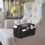 uxcell 2 Pcs Recliner Armchair Caddy, Couch Armrest Organizer with 14 Pockets for Bedside Sofa Remote Control Holder Magazine Phone Book Glasses (Black, 20" x 7" x 9")