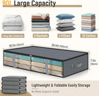 LANDNEOO 4 Pack 90L Under Bed Storage Containers - Underbed Storage for Clothes, Blankets - Closet Organizers and Storage Bags - Under the Bed Storage Bins with Handles & Clear Front