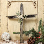 Synovana Wall Cross, Rustic Metal Cross Wall Decor with Butterfly & Leaves, Inspirational Christian Wall Crosses for Home Decor, Crucifix Gift