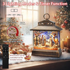 Christmas Snow Globe Lantern Water Glittering Lantern with 8 Songs & 6H Timer Romote Control Christmas Snow Globes USB & Battery Operated for Christmas Festival Decorations Gifts (Nativity)