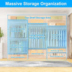 Ulif E13 Pro Heavy Duty Clothes Rack（With 4 Hanger Rods & 8 Shelves） Freestanding Clothing Racks for Hanging Clothes，Adjustable Closet，Metal Garment Rack 75" W x16 D x77 H，Max Load 1000LBS，White