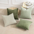MIULEE Boho Farmhouse Throw Pillow Covers 20x20 Inch Set of 4 Mordern Neutral Green Cushion Covers Soft Corduroy Nordic Home Decor for Spring Couch Bed Sofa Living Room Green-White