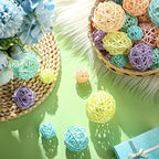 Patelai 36 Pcs Wicker Rattan Balls Decorative Balls for Vase Centerpiece Bowls Orbs Filler for Home Decor,4 Sizes(Macaron Color,2.4'',2'',1.6'',1.2'')