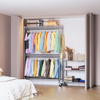 IZEUK Heavy Duty Rolling Garment Rack Wire Clothes Rack for Hanging Clothes (Chrome, 3 Tier with 2 Rod, 15.7" D x 45.3" W x 79.6" H)