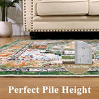 U'Artlines Boho Vintage Area Rug 5x7 Machine Washable Low Pile Soft Floor Carpet Non Slip Non Shedding Accent Rug for Living Room Bedroom Entryway Dining Room Office Green