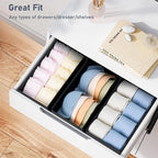 DIMJ Drawer Organizer Clothes - Underwear Organizer Sock Closet Organizers and Storage Box Dresser Organizer, Drawer Dividers for Baby Clothes, Bra, Socks, Belt, Tie, Set of 9, Black
