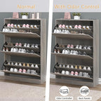 Shoe Cabinet with Odor Control and Back Panels, Deodorizing Slim 3-Flip Shoe Storage Cabinet for Entryway, Freestanding Hidden Shoe Rack Organizer for Entrance, Hallway, Bedroom