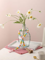 Easter Spring Wood Beaded Garland with Tassels and Bunny Tag Farmhouse Wooden Beads for Tiered Tray Decorations Holiday Country Rustic Prayer Boho Beads Rae Dunn Shelf Décor (Easter Bunny Pink)