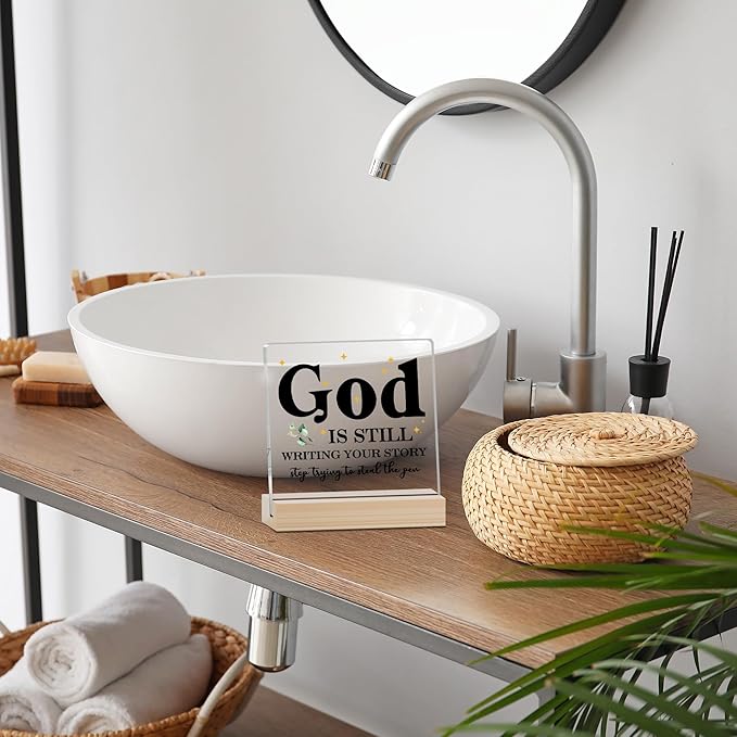Farmhouse Decor, Acrylic Christian God Home Decorations, Aesthetic Entry Way Table Shelf Decor, Living Room Table Accessories, Boho Office Decorations For Work (02)